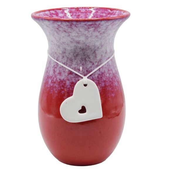 Teleflora Gift Ceramic Vase With Heart Charm Red White And‎ Lavender 8.3x5.3in - Picture 4 of 9